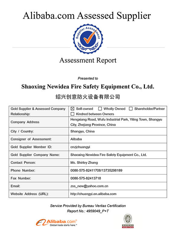 Supplier Assessment Report Shaoxing Newidea Fire Safety Equipment Co